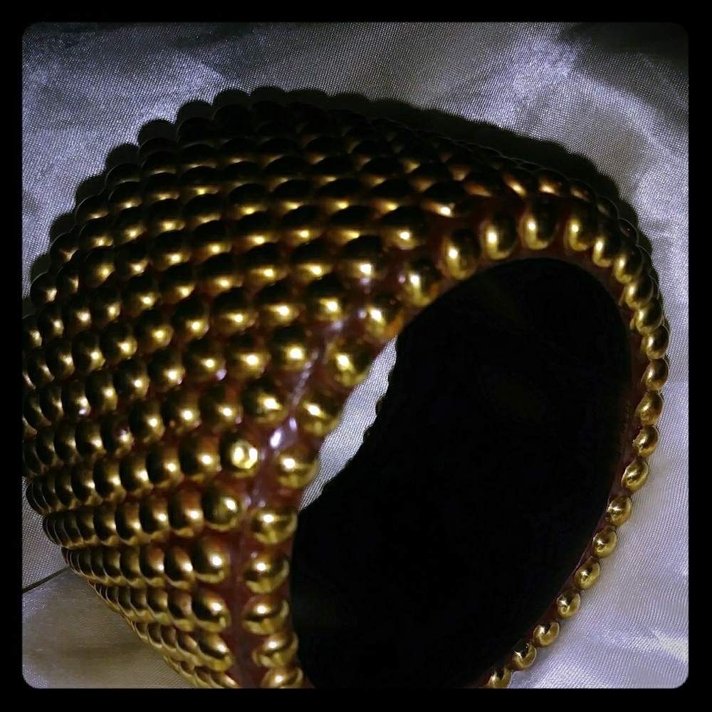 Gold studded wooden bracelet